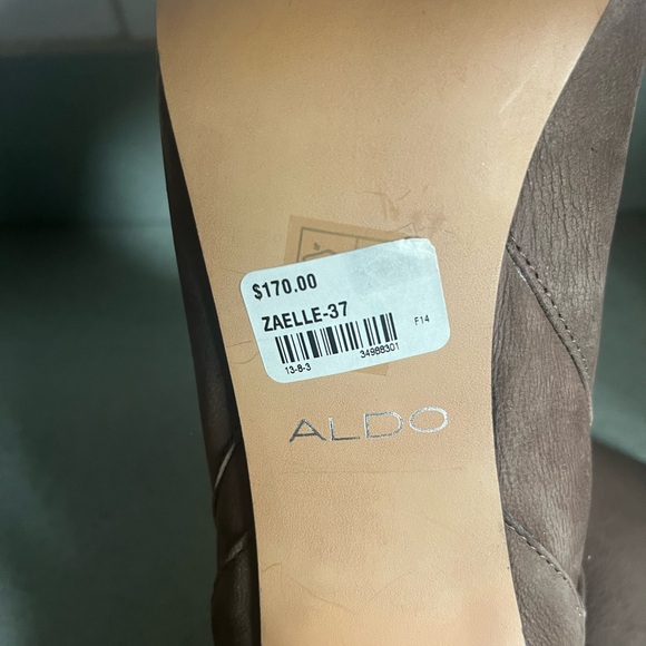 Aldo Brown Heeled Boots with Faux Fur Trim - Picture 8 of 8